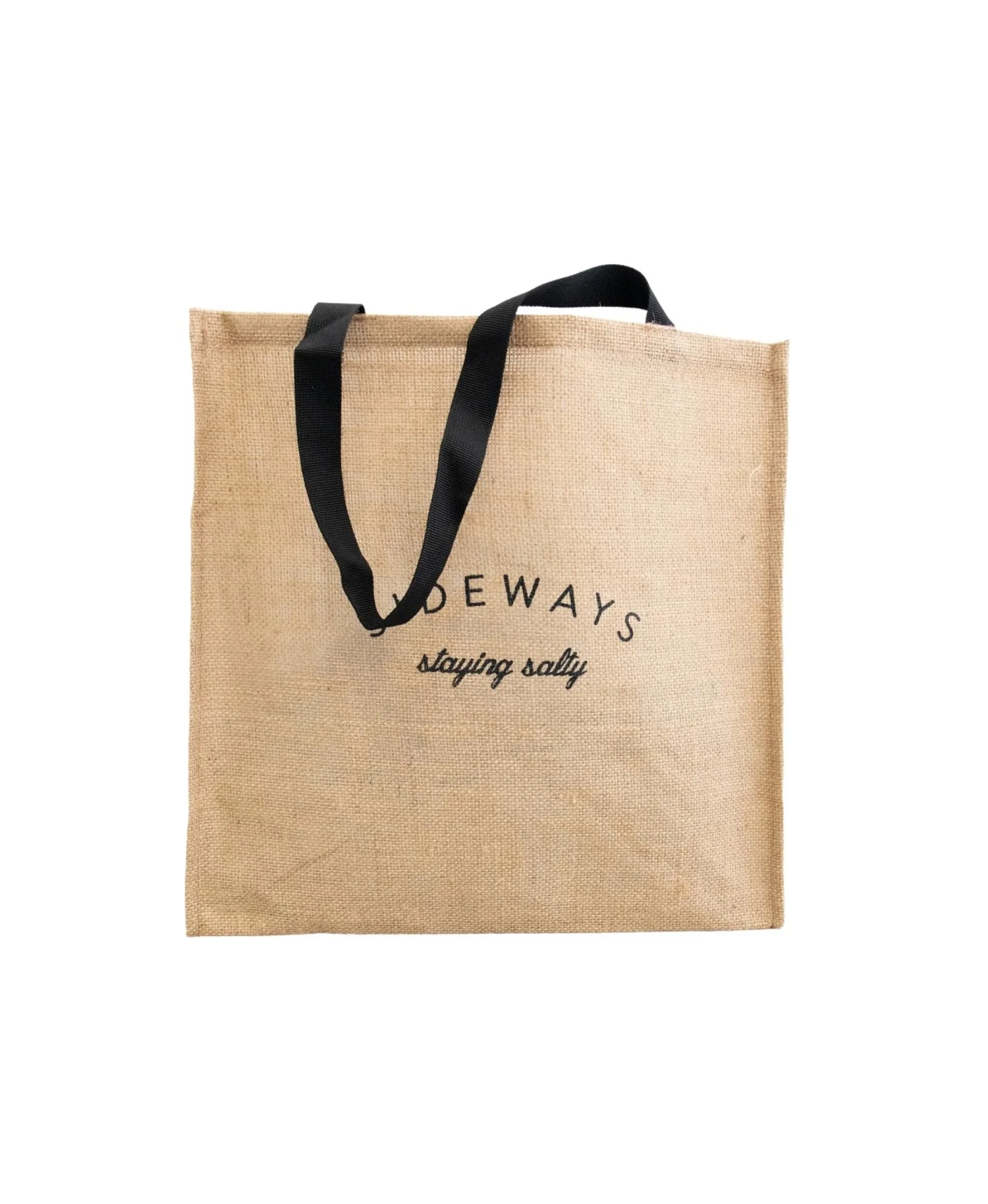 SIDEWAYS HESSIAN JUTE WATERPROOF TOTE BAG - Image 3
