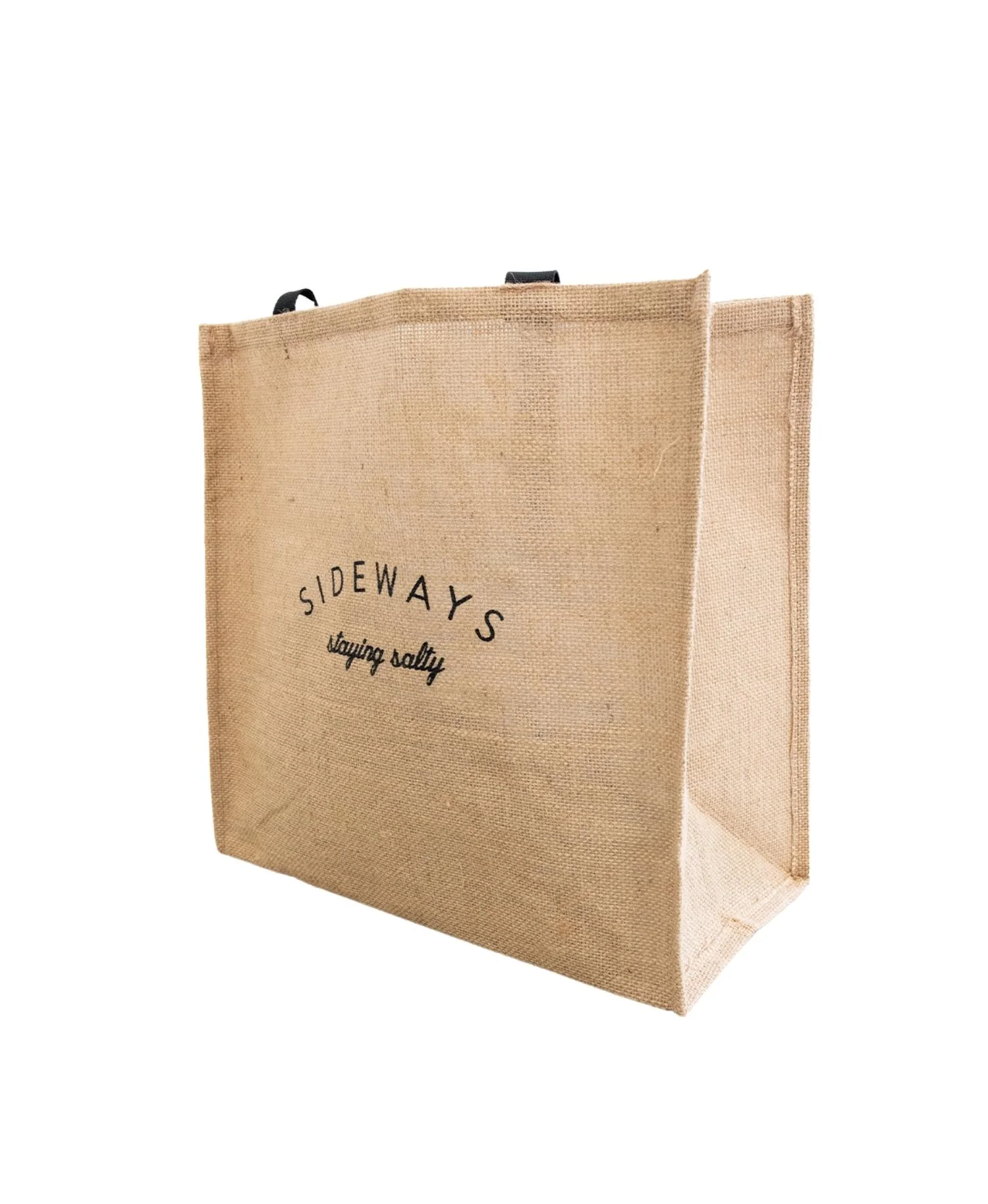 SIDEWAYS HESSIAN JUTE WATERPROOF TOTE BAG - Image 4